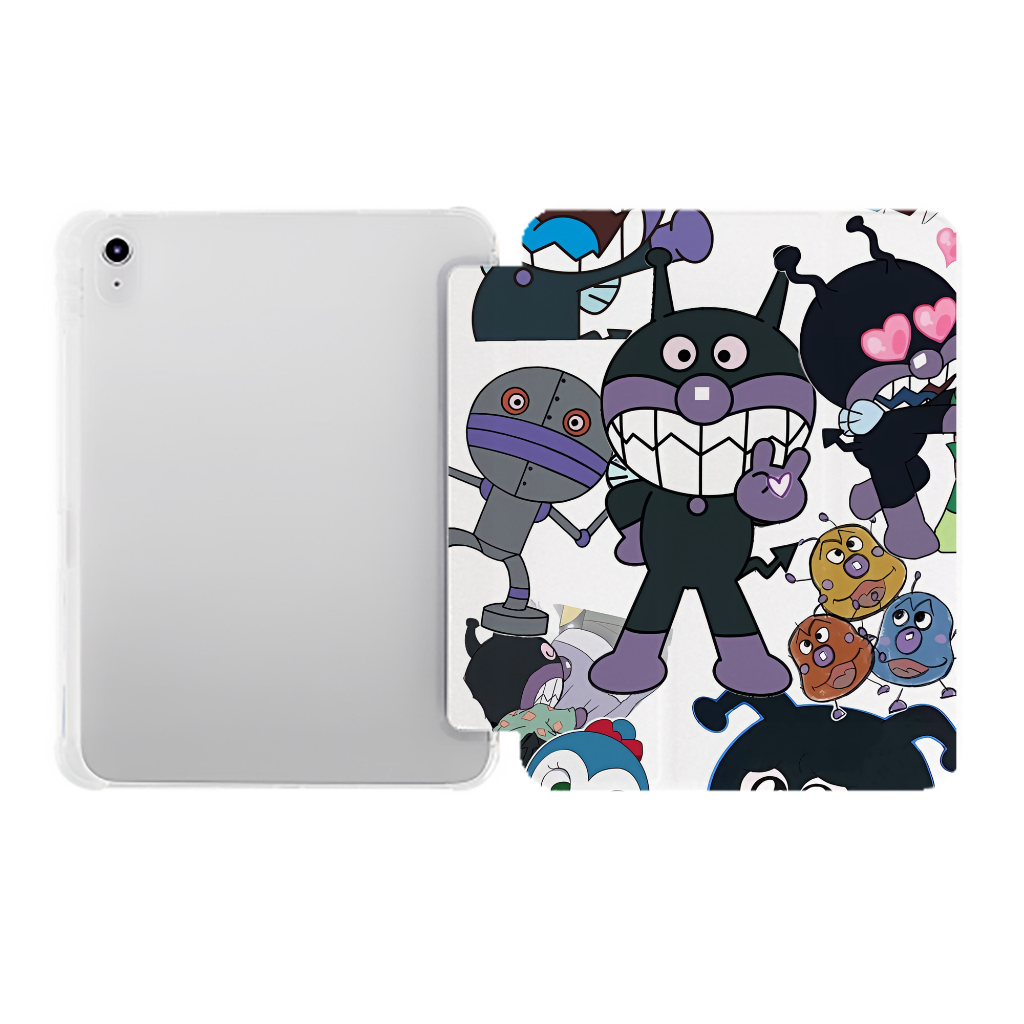 （画像用） アンパンマン Anpanman IPad ケース ペン収納付き 三つ折りスタンド PUレザー×シリコン 対応機種9.5/10.5/10.9インチ